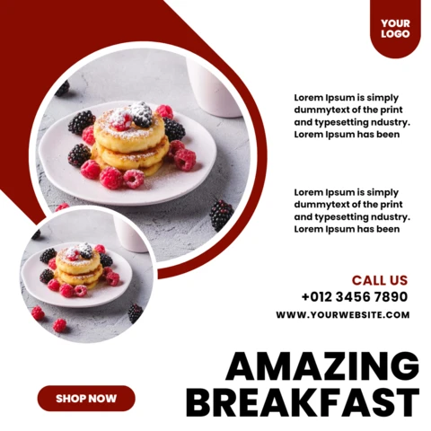 Impactful Ad Restaurant Instagram Post Design Template
