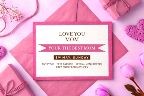 Elegant Mother's Day Invitation Template Design with Floral Accents