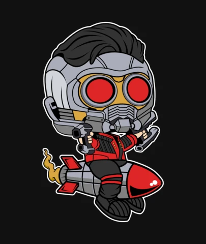 GOTG Star-Lord Rocket Pop Culture T-Shirt Design Template