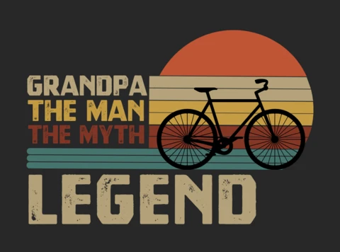 Grandpa Bicycle T-shirt Design Template