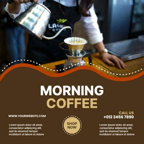 Morning Coffee Social Media Post Design Template