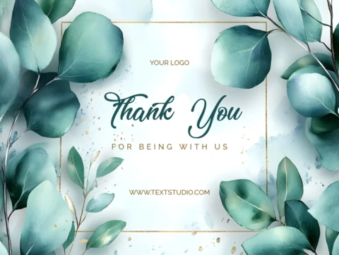 Elegant Green Eucalyptus Leaves Thank You Note Design