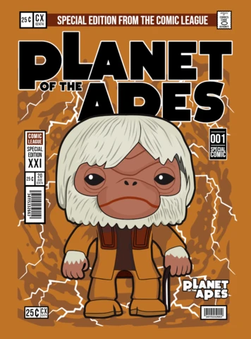 Modelo de design de capa de revista de personagem de desenho animado Planeta dos Macacos