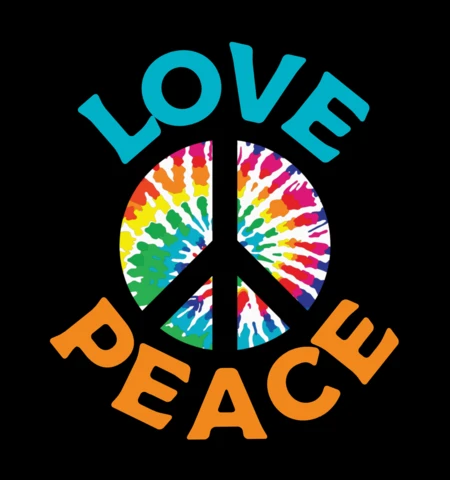 Peace And Love Sign Tie And Dye T-shirt Design Template