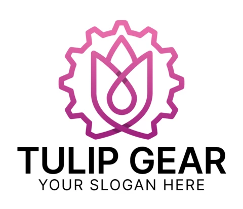 Tulip Gear Colorful Logo Design Template