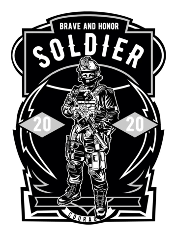 Military Brave Soldier Character T-Shirt Design Template