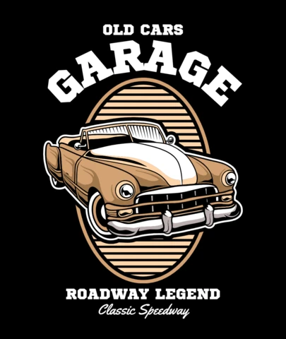 Old Cars Garage Roadway Legends & Classic Speedway Service Apparel Design Template