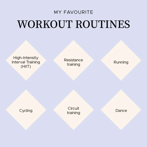 Rutinas de entrenamiento favoritas plantilla de diseño de post de instagram