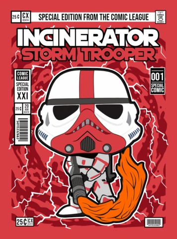 Modèle de conception de couverture de magazine de personnage de dessin animé de Storm Trooper d'incinérateur