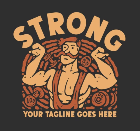 Body Builder Vintage T-shirt Design Template