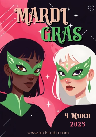 Modèle de célébration du Mardi gras - design masqué festif pour les événements du 2025 mars