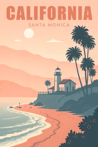 Ontwerp sjabloon voor posters van het Californische kustlandschap