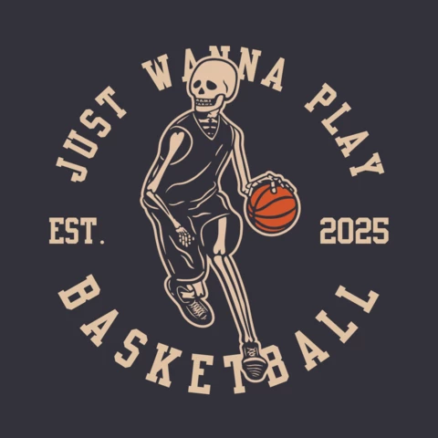 Skeleton Playing Basketball T-shirt Design Template