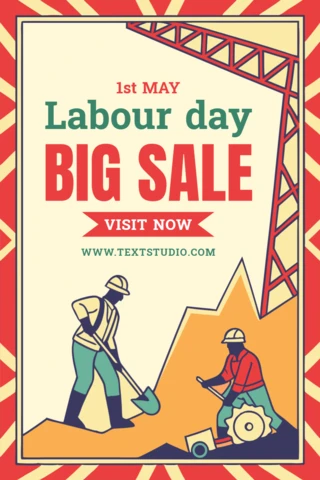 Retro Labour Day Sale Design Template for Promotional Events