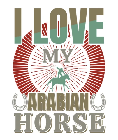Modèle de design western vintage : 'j'aime mon cheval arabe' art graphique