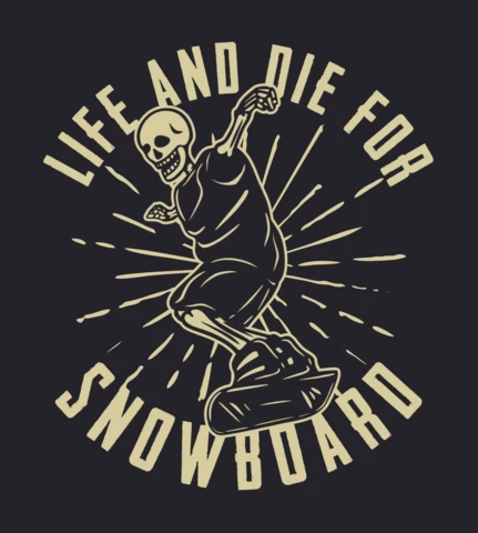 Esqueleto snowboard vintage cartel plantilla de diseño