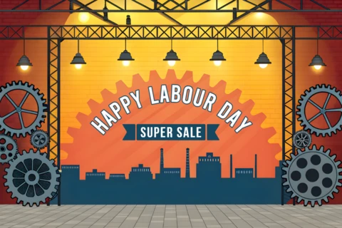 Industrial Style Labour Day Sale Design Template for Promotions