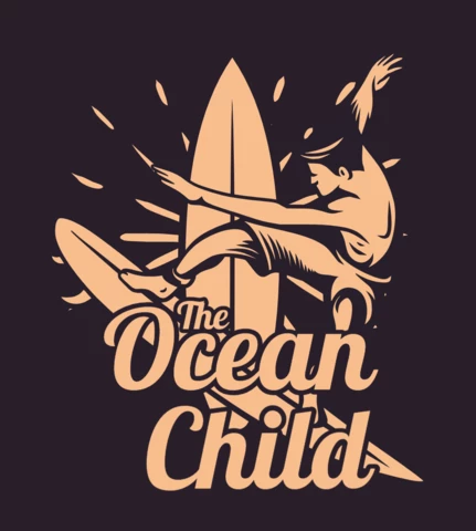 Man Surfing Vintage T-Shirt Design Template