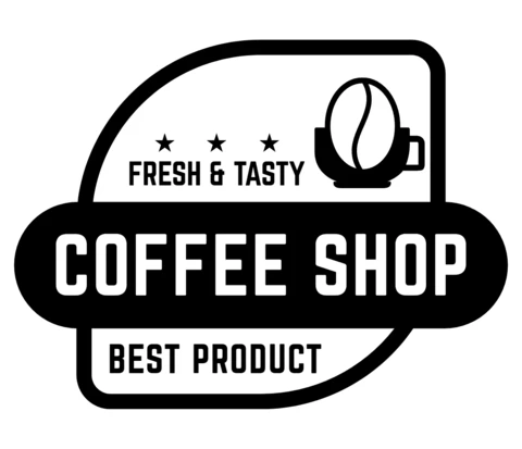 Fresh and Tasty Best Coffee Shop Logo Design Template Black