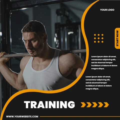 Training man sportschool advertentie instagram post ontwerpsjabloon