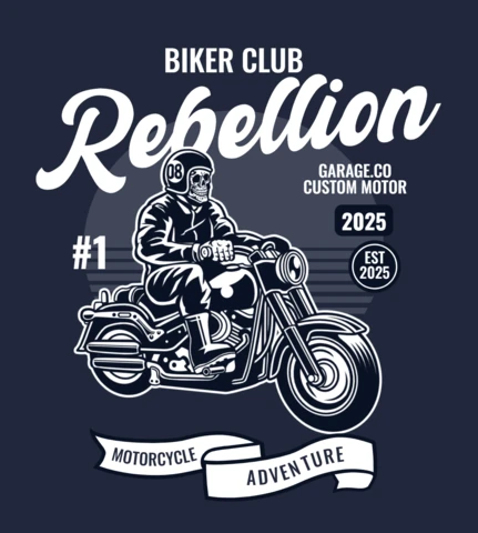 Biker Club Rebellion Skeleton Vintage T-shirt Design Template