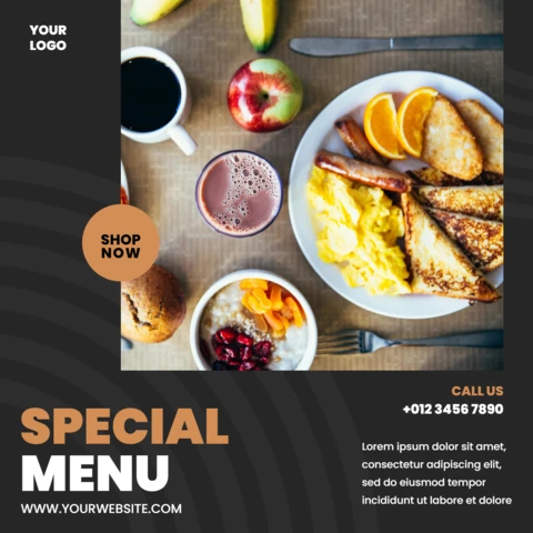 Modern Black Promotional Instagram Post Design Template