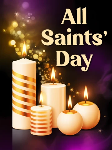 Elegant Candle Design Template for All Saints' Day Greeting Card