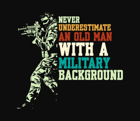 Never Underestimate An Old Man Veteran T-Shirt Design Template
