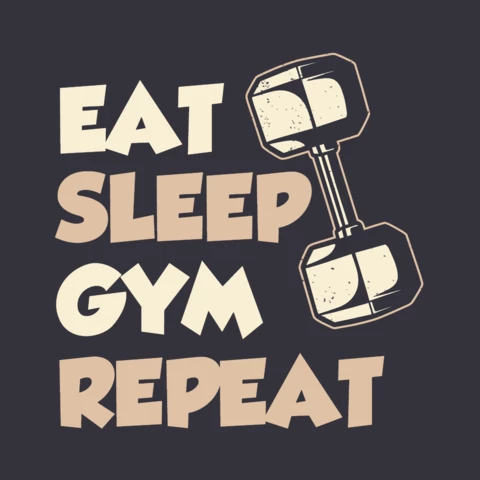 Eat sleep gym repeat vintage plantilla de diseño de camiseta