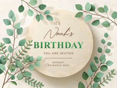 Editable Botanical Birthday Invitation Template Design