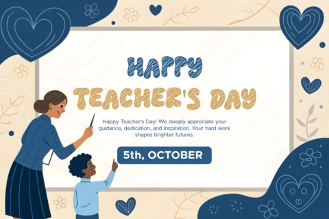 Happy Teacher's Day Editable Template – Whimsical Illustrated Design for Celebratory Events