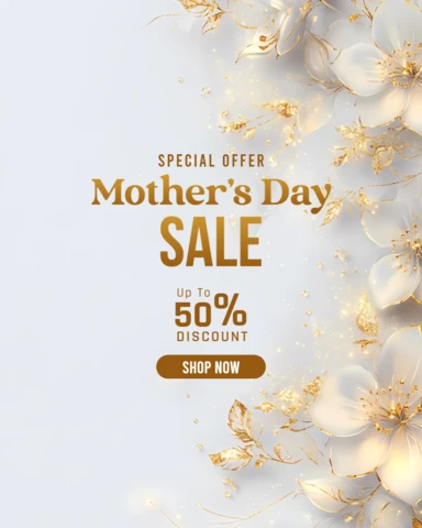 Elegant Floral Mother's Day Sale Template Design with Gold Accents