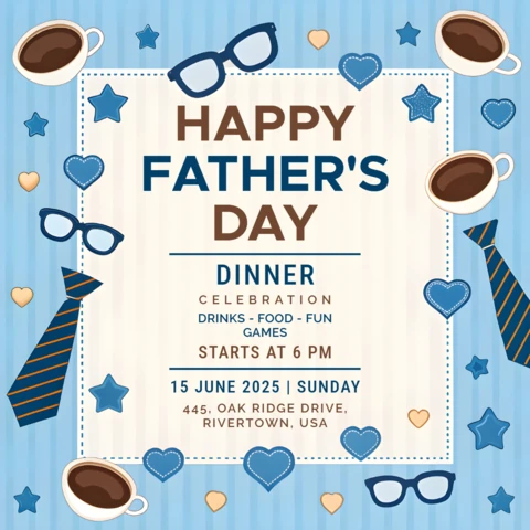 Festive Father's Day Dinner Template - Whimsical Design for Celebrations