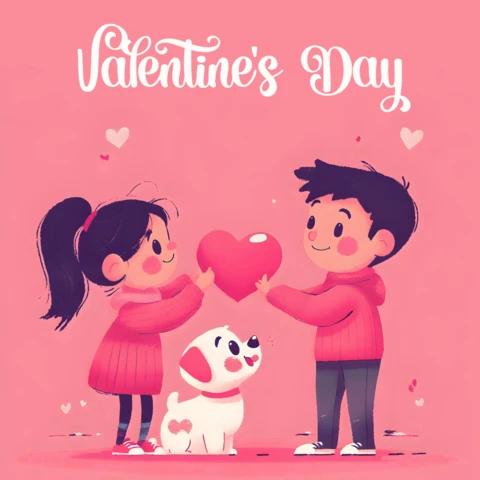 Valentines Day Cute Couple Design Template with Hearts