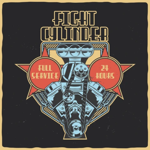 Fight Cylinder Service T-Shirt Design Template