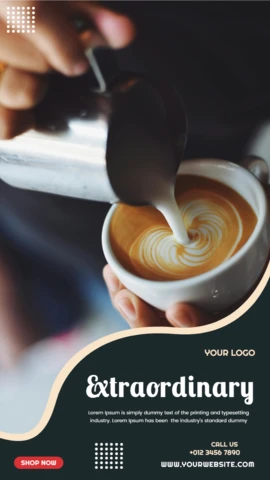 Extraordinary Coffee Shop Instagram Story Post Design Template
