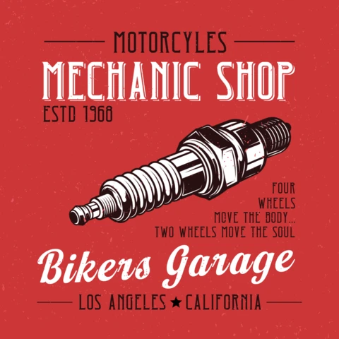 Motorcycle Spark Plug T-Shirt Design Template