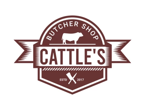 Vintage Cattle Butcher Shop Logo Design Template