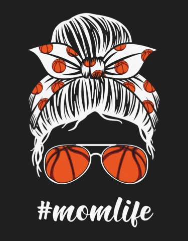 Basketball Mom Life Messy Bun T-Shirt Design