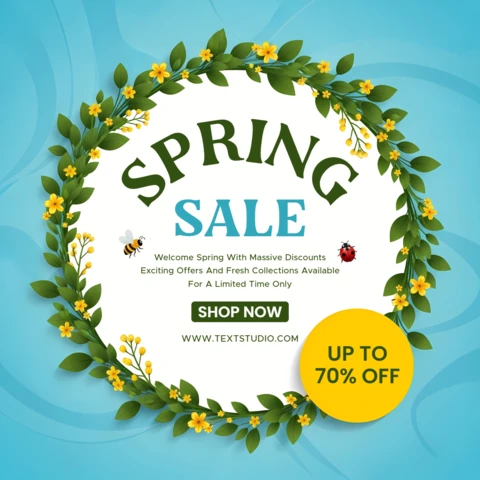 Spring Sale Design Template with Floral Elements for Promotional Flyers