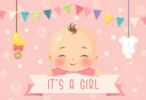 Adorable Baby Girl Announcement Template - Cute Newborn Celebration Design