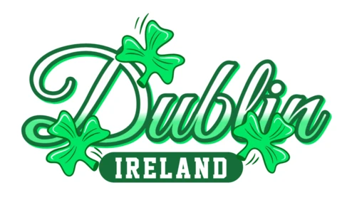 St. Patrick's Day Dublin Ireland Design Template with Shamrocks for Apparel