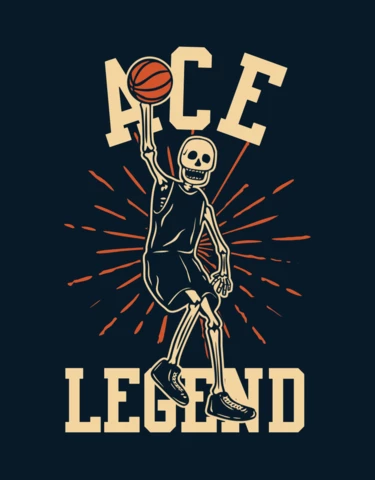 Skeleton Playing Basketball Vintage T-shirt Design Template