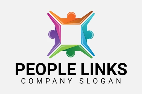 Modèle de conception de logo de liens de personnes colorées