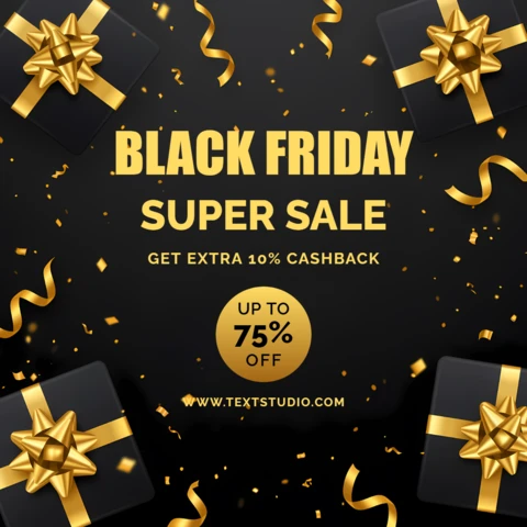 Modèle de design élégant de vente du Black Friday avec des boîtes-cadeaux et des nœuds pour des flyers promotionnels