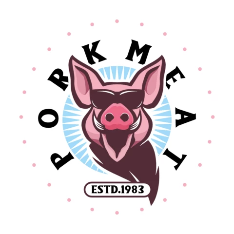 Pork Meat Logo Design Template