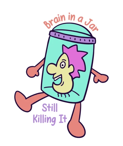 Brain in a Jar Funny Science Cartoon for Nerdy T-Shirt Design Template