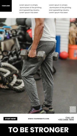 Stronger Gym Center Ad Instagram Story Post Design Template