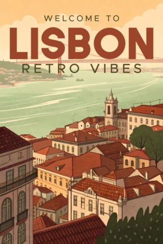 Retro Lisbon Design Template for Travel Posters