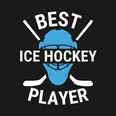 Best Ice Hockey Player with Goalie Mask and Crossed Sticks T-Shirt Design Template